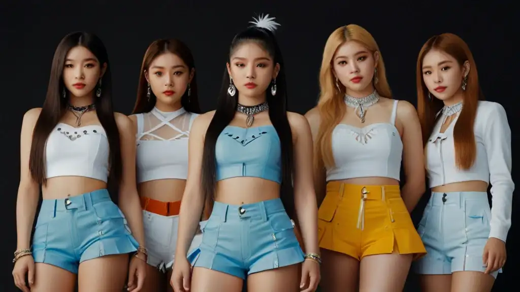 ITZY World Tour 2024, Five girls are wearing colorful dresses.