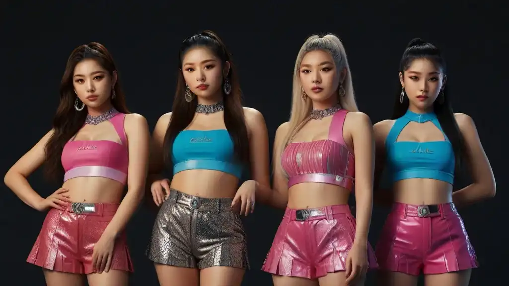 ITZY World Tour 2024. Four Beautiful Girl standing on stage.
