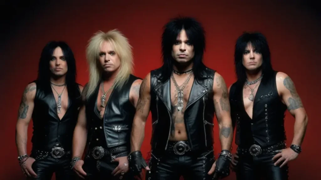 The band poses for a photo in leather outfits at Motley Crue Tour 2024.